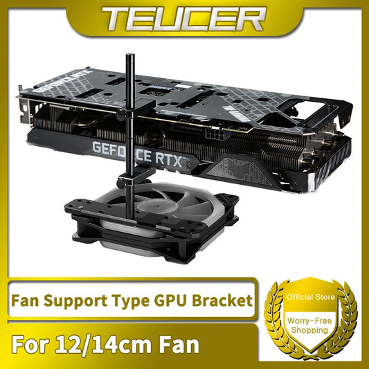 TEUCER VC-3 Soporte de Tarjeta Gráfica Dual Pillar para PC – Bracket de Aluminio para GPU – Accesorios DIY para Ventiladores 12/14 cm