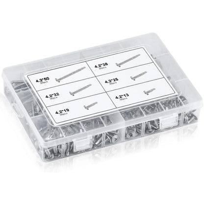 Set de Tornillos Autotaladrantes HEXAGONALES STONEGO - 210 Piezas en Caja para Conexiones Precisas