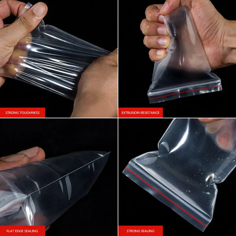 Bolsas Plásticas Reclosables con Cierre Zip | Bolsas Transparentes para Almacenamiento y Alimentos | Bolsa de Plástico Resistente y Reutilizable