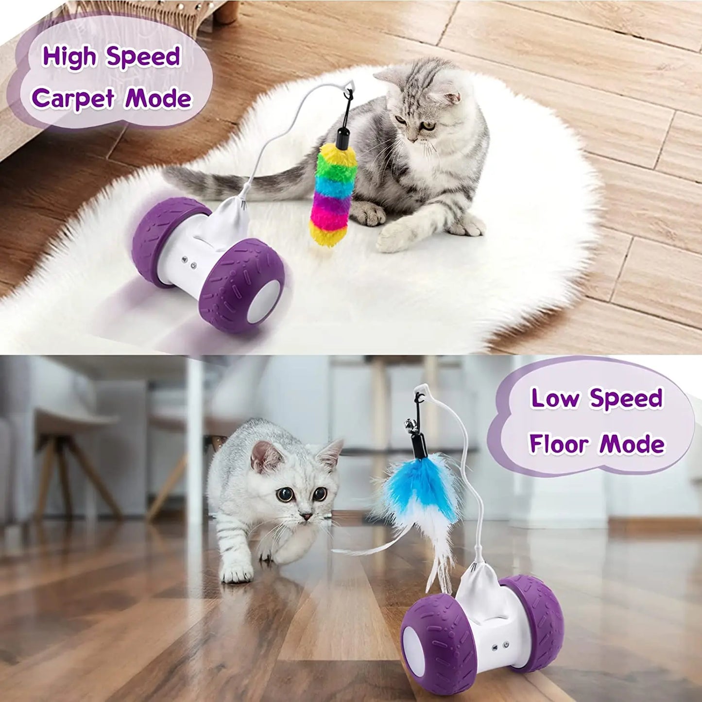 Juguetes para Gatos Interactivos ATUBAN, Juguetes Eléctricos Robóticos para Gatos, Juguete Automático para Ejercicio, Caza y Entretenimiento de Mascotas