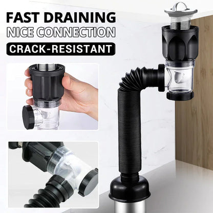 Juego de Drenaje Antiodor Flip Top para Fregadero de Cocina | Tubería Retráctil Flexible y Filtro Desodorante Antitaponamiento