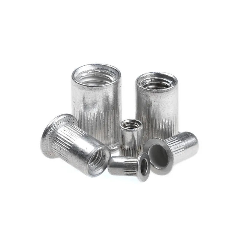 Set de 300/190/165/150/100 Piezas de Tuercas Remachadas de Cabeza Plana M3 M4 M5 M6 M8 M10 en Aluminio con Herramienta de Inserción