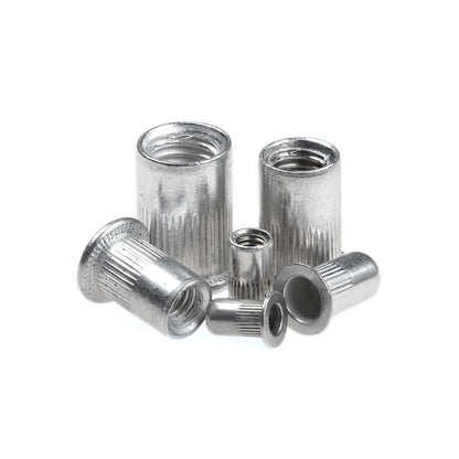 Set de 300/190/165/150/100 Piezas de Tuercas Remachadas de Cabeza Plana M3 M4 M5 M6 M8 M10 en Aluminio con Herramienta de Inserción