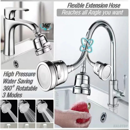 Filtro de Grifo con Extensión y Rotación 360° - Ahorra Agua con 2/3 Modos de Chorro para Cocina y Baño