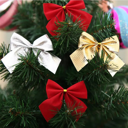 Colgantes de Árbol de Navidad - Set de 12 Piezas de Adornos en Forma de Pajarita para Decoración Festiva