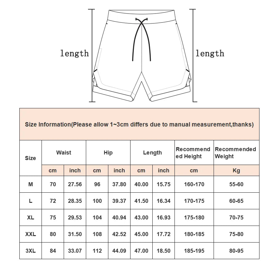 Shorts de Running Camuflados para Hombre - Pantalones Cortos 2 en 1 de Secado Rápido para Entrenamiento, Fitness y Jogging en Verano
