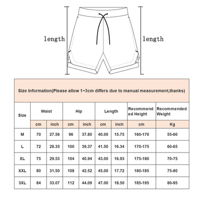 Shorts de Running Camuflados para Hombre - Pantalones Cortos 2 en 1 de Secado Rápido para Entrenamiento, Fitness y Jogging en Verano