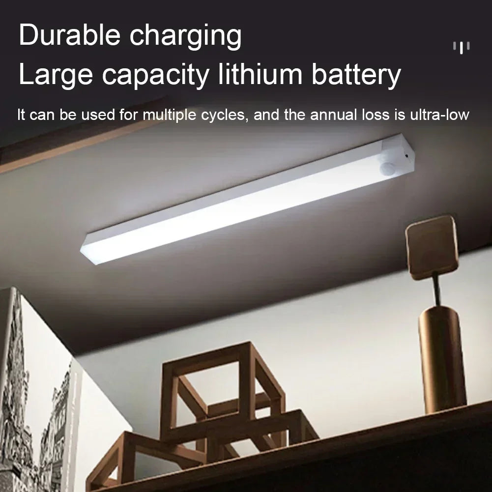 Lámpara LED de Barra Recargable por USB con Sensor de Movimiento, Luz Nocturna Portátil para Cocina, Armario y Pasillo