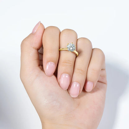 Anziw-anillo solitario de moissanita de 0,5-3,0 CT para mujer, plata 925, banda de compromiso de boda chapada en oro de 14 quilates, joyería con certificado