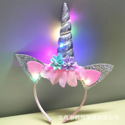 Diadema Unicornio Luminosa Rosa para Niñas | Accesorio Dulce y Único para Fiestas de Halloween