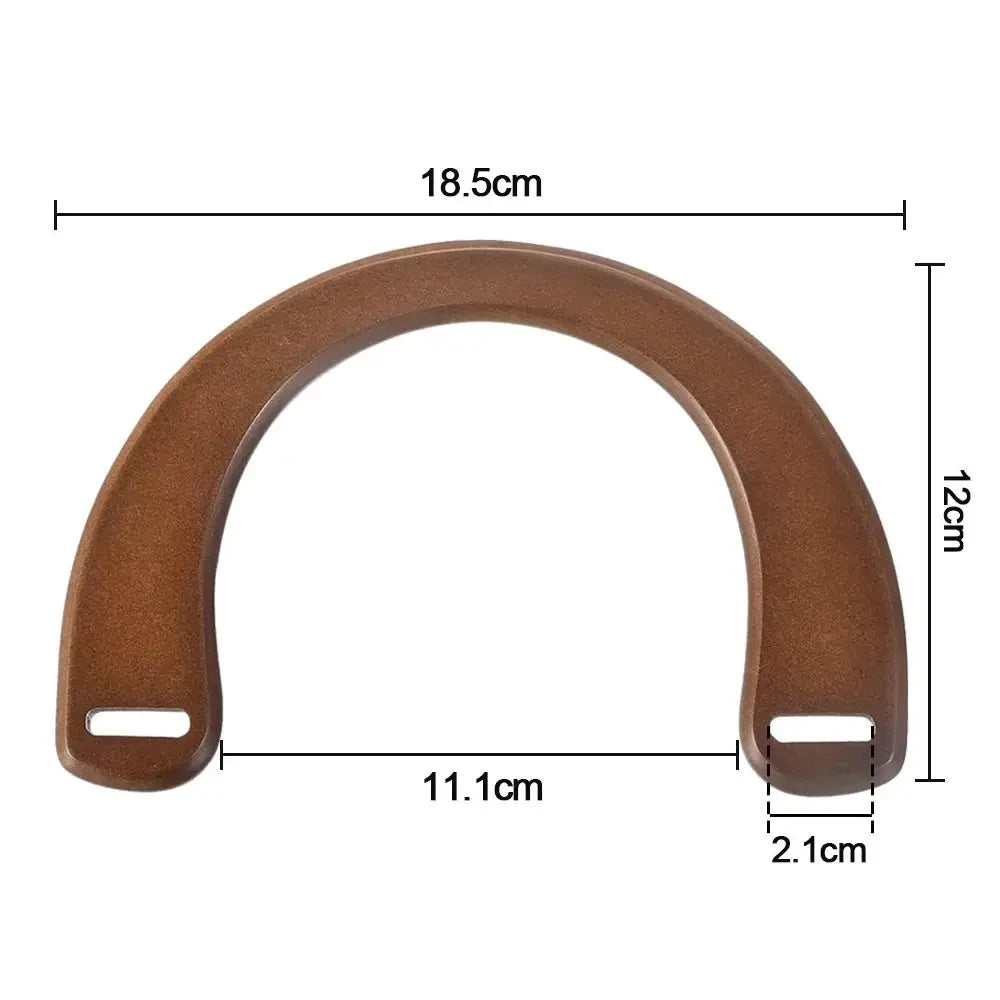 Mangos de Madera Desmontables en Forma de U – Accesorios para Bolsos de Mano y DIY, Repuesto para Bolsas de Playa y Clutches, 18.5 cm