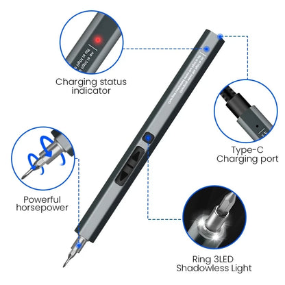 WOZOBUY Destornillador Eléctrico 50 en 1: Juego de Herramientas de Reparación Recargable con Conector Tipo C para Smartphones, Juguetes y PC