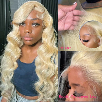 Peluca de cabello humano ondulado de 13x6, postizo de encaje Frontal Hd 613, brasileño, Rubio 613, 13x4, 100%