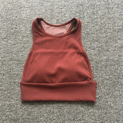 Chaleco de Alto Impacto con Almohadilla para Mujer - Sujetador Deportivo de Nailon con Tirantes, Tops Cortos de Cuello Alto para Gimnasio, Bralette de Fitness, Blusas Activas 2024