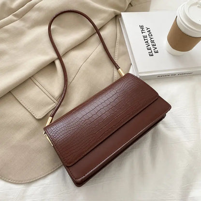 Yogodlns Invierno Bolso de Hombro con Patrón de Cocodrilo: Elegante Bolso Vintage con Solapa