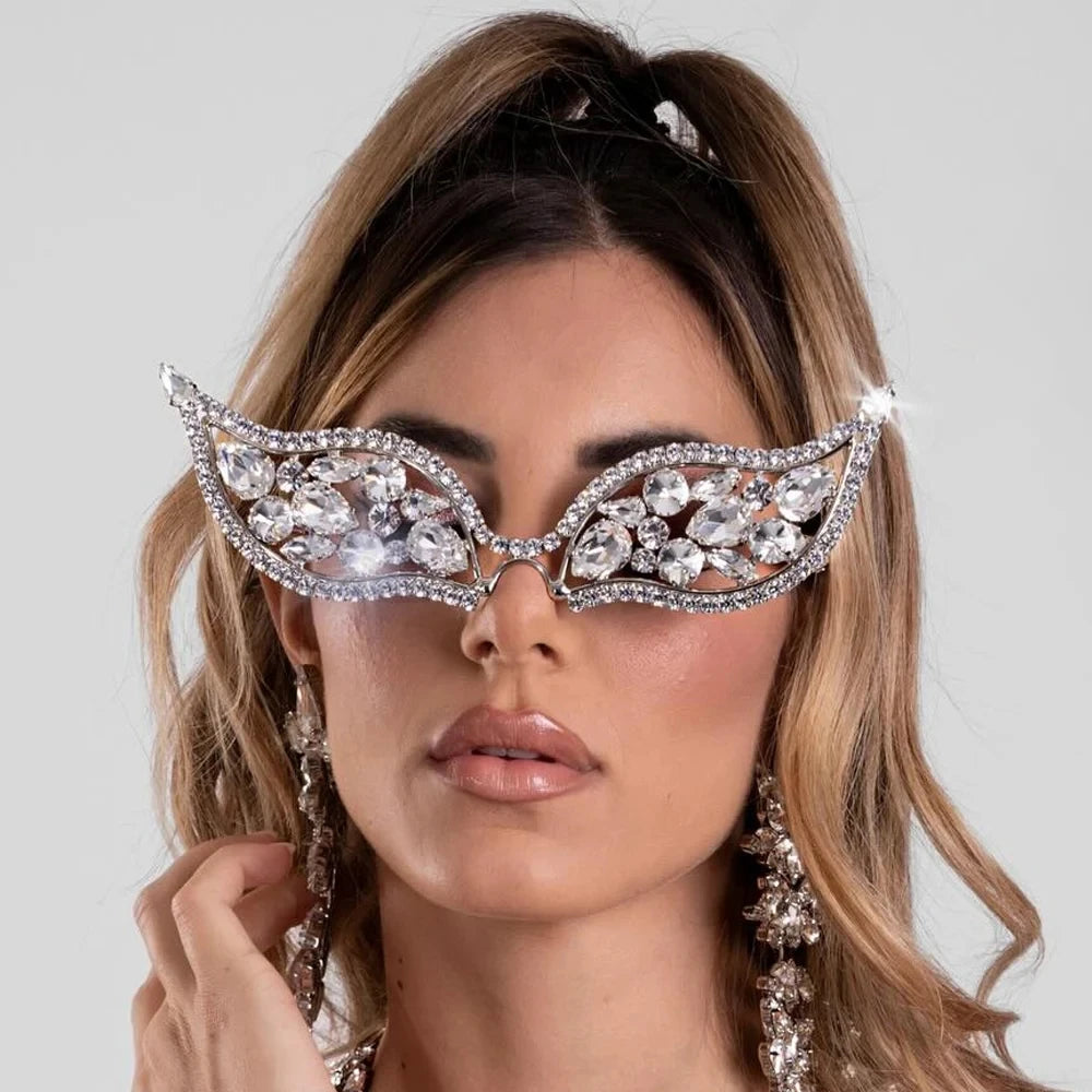 Marco de Gafas Geométricas de Cristal Stonefans para Mujeres | Joyería de Fiesta y Accesorios de Novia  con Brillantes