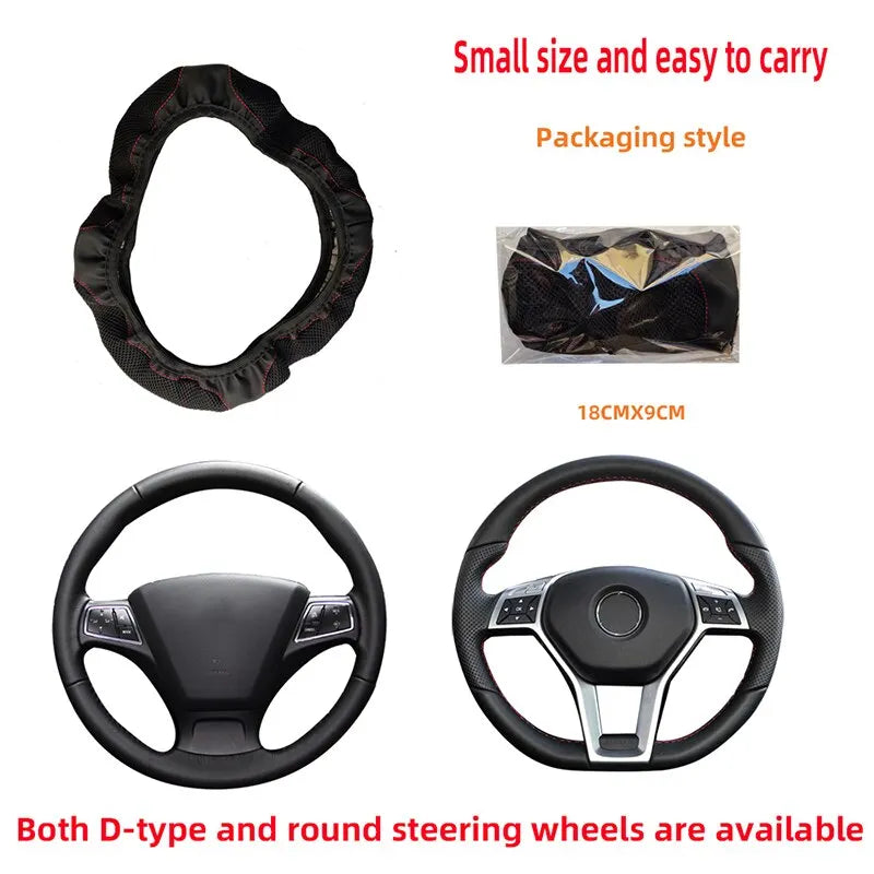 Funda para volante de coche sin anillo interior, cuero tridimensional bordado de Color con diamantes incrustados, transpirable, 37-38cm