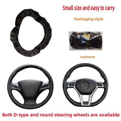Funda para volante de coche sin anillo interior, cuero tridimensional bordado de Color con diamantes incrustados, transpirable, 37-38cm