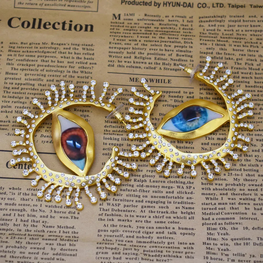 Pendientes Colgantes de Ojos Grandes de Resina Vintage | Joyería Barroca para Mujer | Accesorios de Moda Exagerados