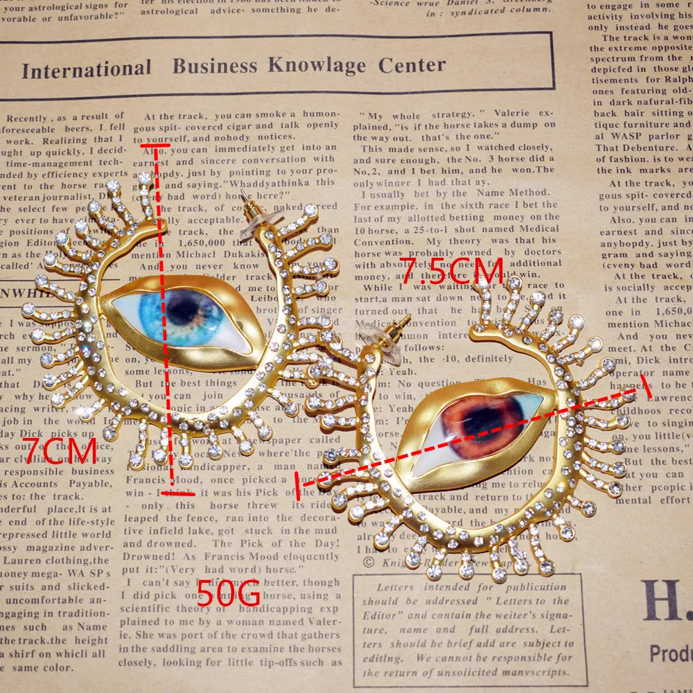 Pendientes Colgantes de Ojos Grandes de Resina Vintage | Joyería Barroca para Mujer | Accesorios de Moda Exagerados