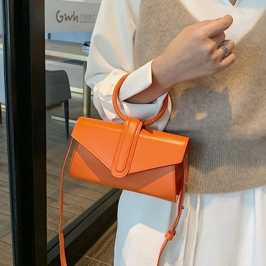Bolso de Mano para Mujer, Diseño Simple y Elegante, Bolso de Cuero PU de Lujo, Color Sólido, Clutch de Moda