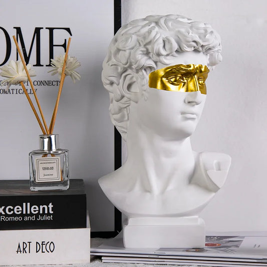 Escultura de Cabeza de David en Resina - Decoración Europea para el Hogar, Arte Abstracto Moderno