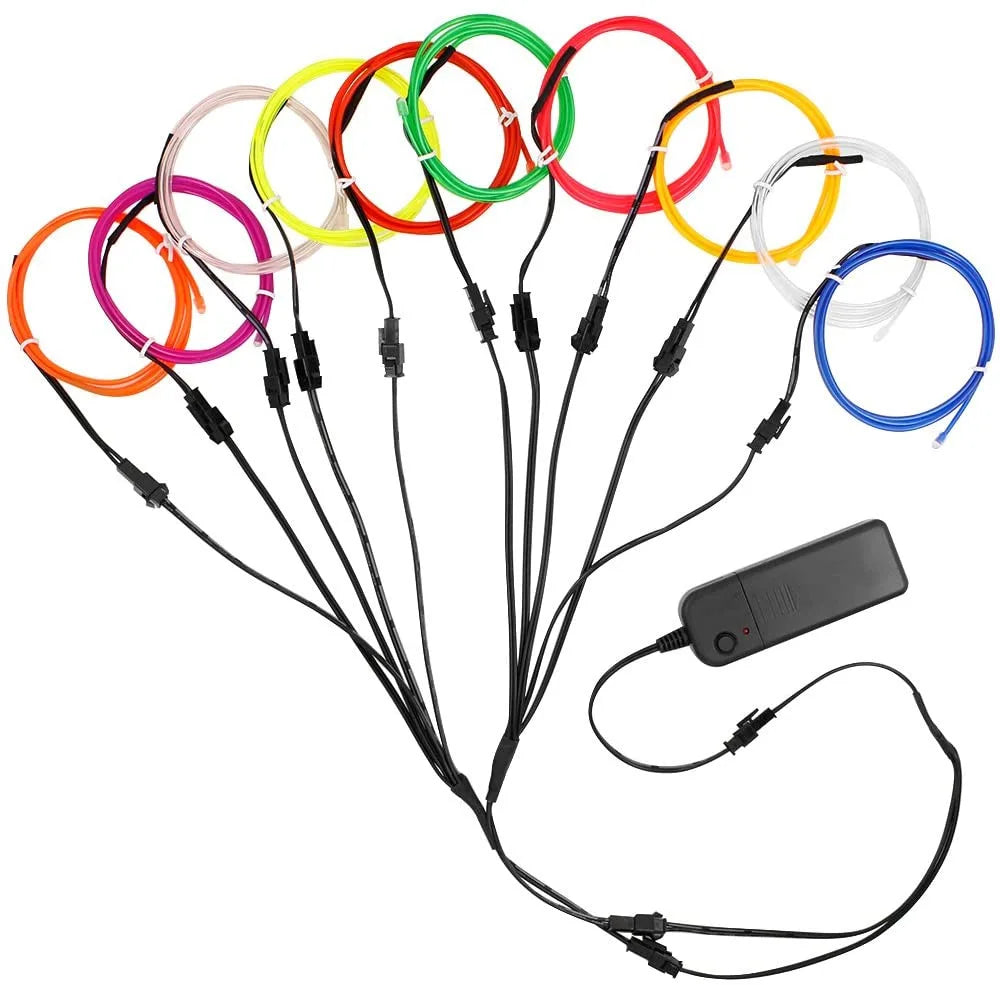 Cable LED Neon EL Glow de 10M/5M/3M/1M para Decoración Navideña y Fiesta, Accesorios DIY para Ropa y Luces de Coche
