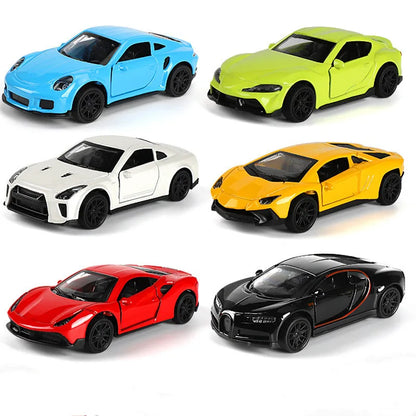 Coche de Metal Diecast 1:43 Modelo Deportivo con Puertas Abiertas, Juguete Pull-Back para Niños, Adorno de Automóvil