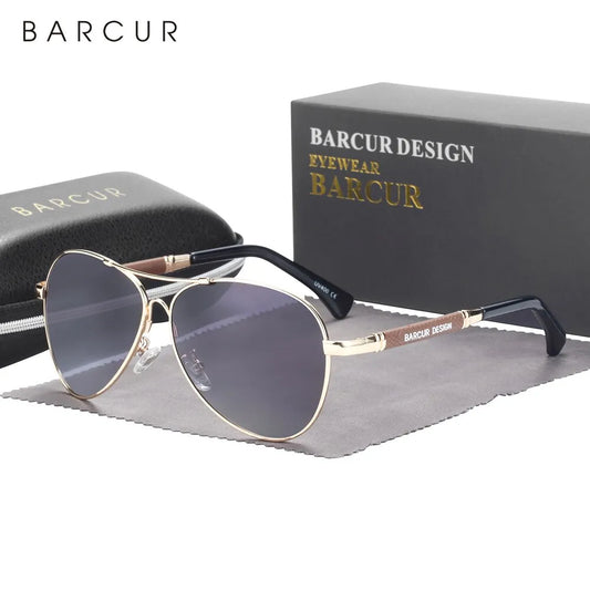 Gafas de Sol BARCUR con Montura de Diseño Memery - Lentes Polarizadas para Hombres, Gafas de Sol para Mujeres con Lentes Gradientes Piloto y Tonos Espejados