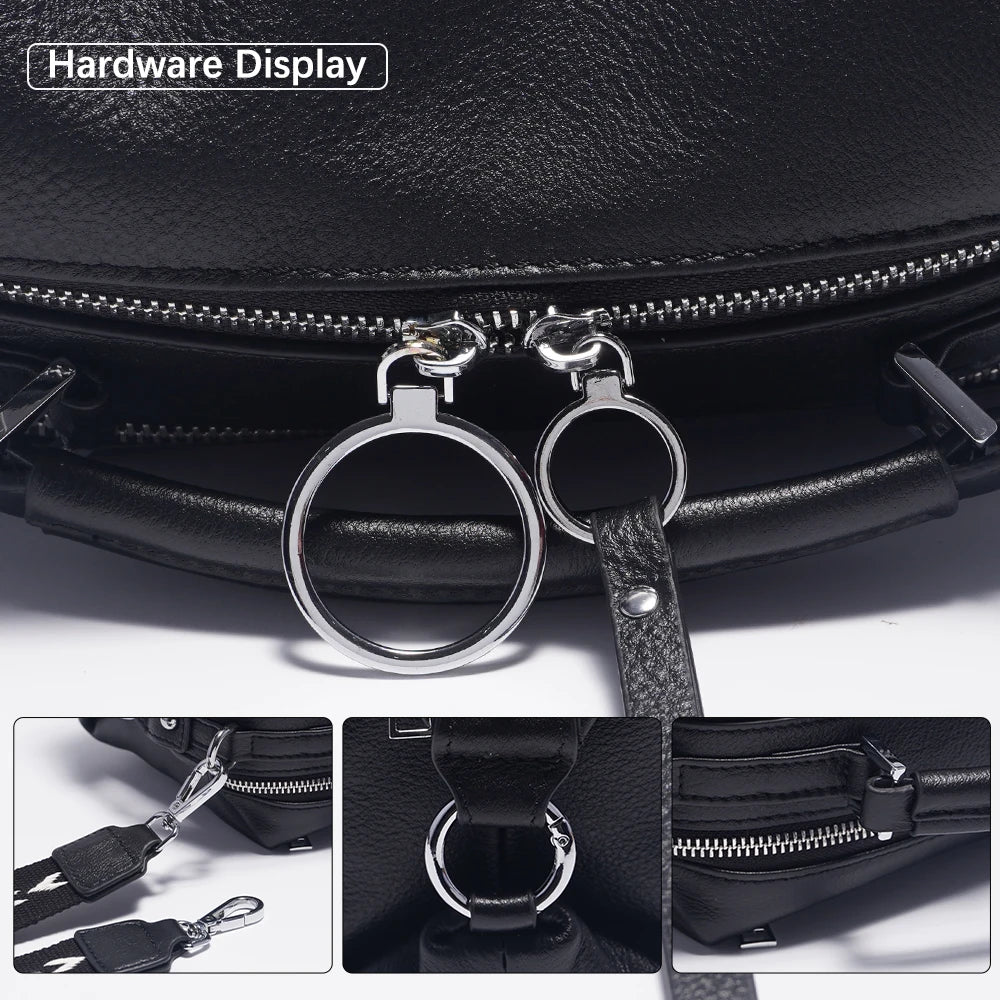 Bolso de Hombro Zency | Piel Genuina 100% | Diseño Elegante Blanco y Negro