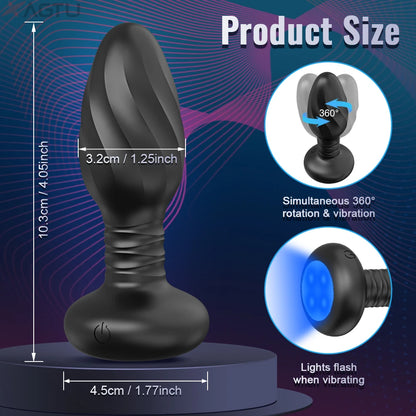 Masajeador Prostático con Control APP – Vibrador Masculino Rotatorio, Plug Anal Inalámbrico con Modos de Vibración para Estímulo Dual
