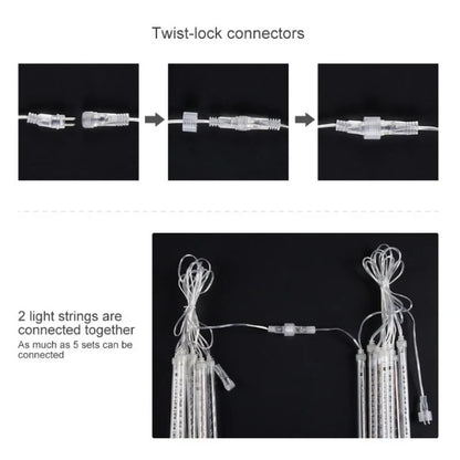 Luces de Cuerda LED de Lluvia de Meteoros 50cm con Enchufe EU, 8 Tubos Impermeables para Decoración de Navidad y Exterior