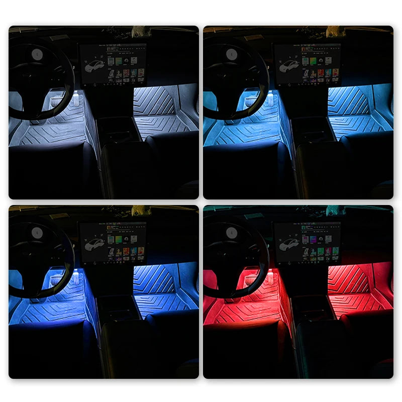 Luz LED de pie ambiental para Interior de coche, iluminación de retroiluminación USB, 5V, lámpara de neón de atmósfera decorativa automática, accesorios para vehículos
