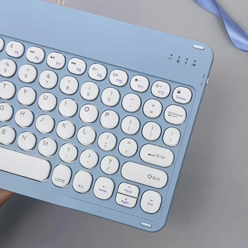 Teclado inalámbrico ultradelgado con Bluetooth, periférico ultrafino para iPad Pro, Xiaomi, Samsung, compatible con español, portugués e inglés