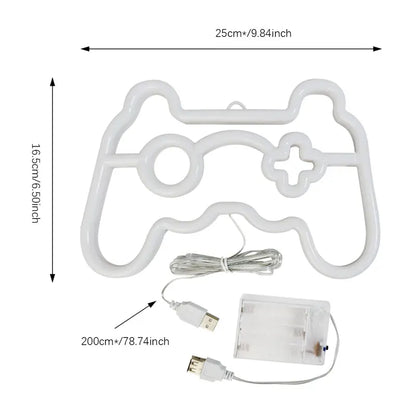 Letrero Neon de Game Pad con LED, Luz Nocturna USB/Batería, Iluminación Ambiental para Cumpleaños, Sala de Estar, Jardín, Sala de E-sports, Decoración