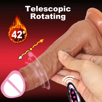 Vibrador Dildo Realista con Calor y Movimiento Telescópico | Juguete Sexual para Masturbación Femenina | Máquina de Placer para Mujeres