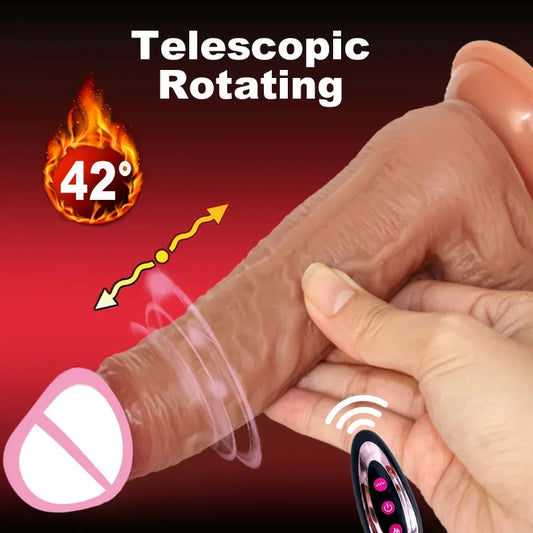 Vibrador Dildo Realista con Calor y Movimiento Telescópico | Juguete Sexual para Masturbación Femenina | Máquina de Placer para Mujeres