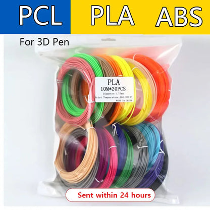 Filamento PLA para Pluma 3D | Diámetro 1.75mm | Materiales de Impresión 3D | 200M/150M/100M/90M/50M | Bolsa al Vacío