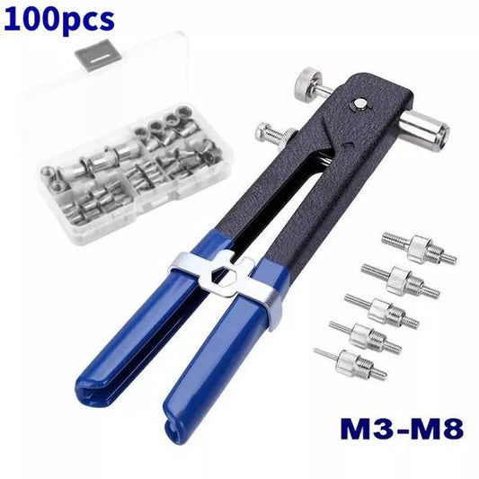 Kit de Herramientas de 100 Piezas con Tuercas Remachadas de Aluminio M3/M4/M5/M6/M8: Accesorios de Sujetadores para Pistola Remachadora, Pernos y Tuercas