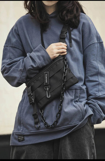 Bolsa de Pecho Táctica Funcional Unisex – Riñonera Streetwear Hip Hop, Chaleco Tactical Rig Bag Negro