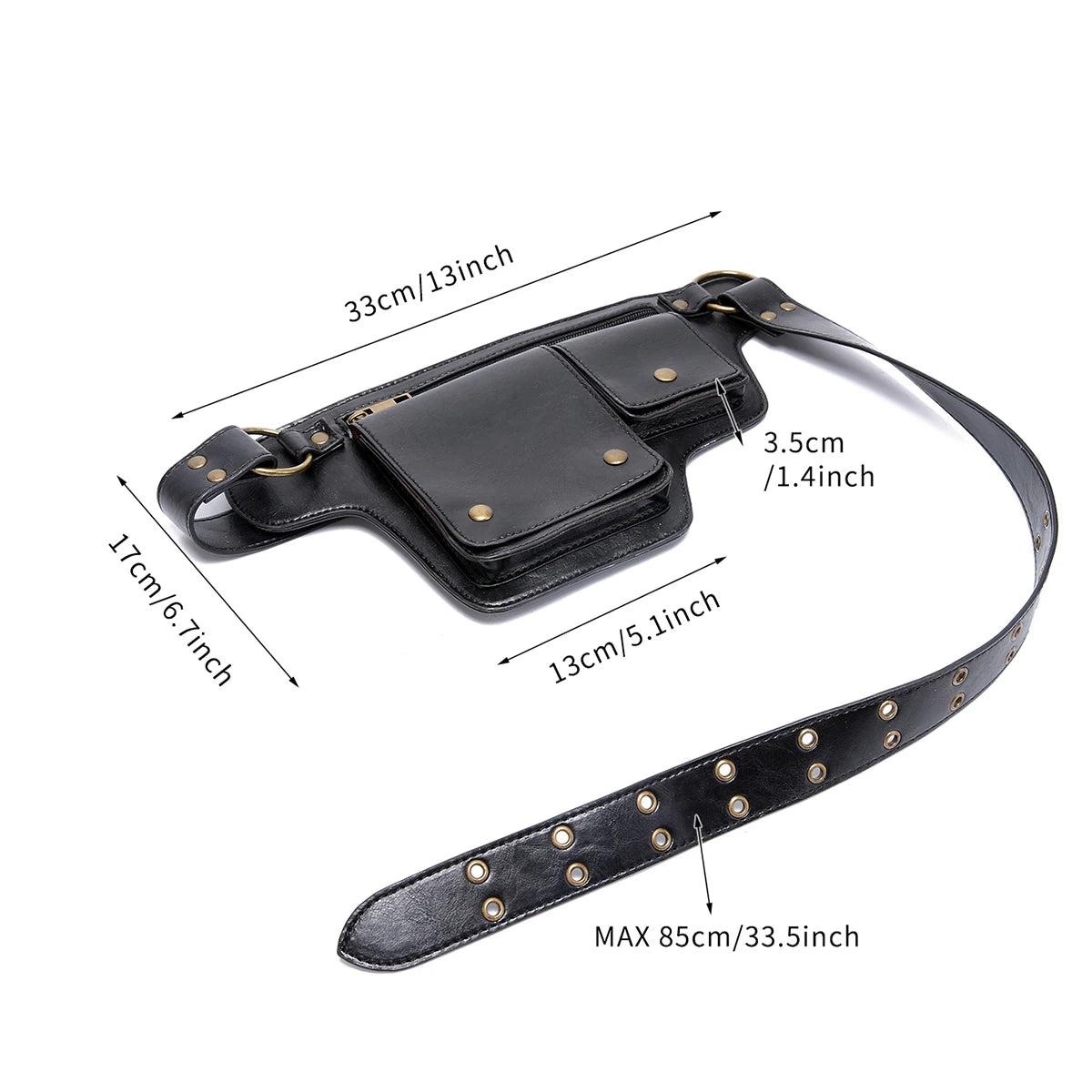 Bolso de Cintura Estilo Punk para Motociclista – Fanny Pack Retro Ajustable para Deportes y Actividades al Aire Libre