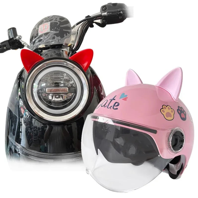 Decoración de Casco de Motocicleta con Orejas de Gato 3D, Pegatinas Universales para Coche Eléctrico, Accesorios de Ciclismo