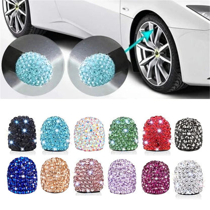 Tapas de Válvula para Llantas con Diamantes (4 piezas) – Cubierta de Válvula Antipolvo Brillante para Coche