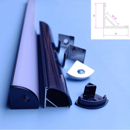 Perfil de Aluminio en Forma V/YW/U de 0.5m para Tira LED, Soporte de Canal, Cubierta DIY en Acabado Negro/Plata, Tiras de Canal de Cubierta Lechosa/Negra
