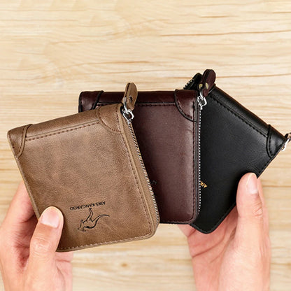 Cartera de Hombre de Cuero, Monedero de Lujo con Cremallera, Portatarjetas y Bolsillo para Monedas RFID, Regalos para Hombre