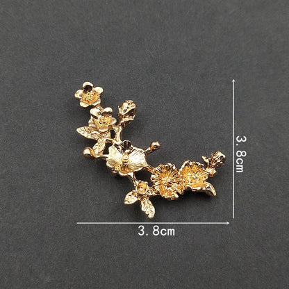 Conectores de rama de flor chapados en oro/plata KC para fabricación de joyas, aleación de metal, accesorios de bricolaje, 38x38mm, 10 piezas