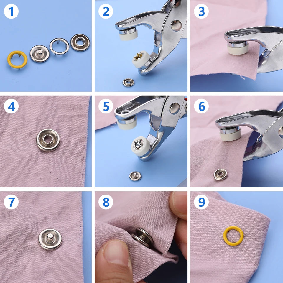 Conjunto de Botones a Presión de Garra Metálica - Herramienta Completa con Alicates para Ropa, Costura, Bolsos y Zapatos