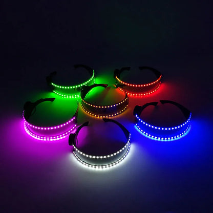 Gafas LED Neón Flashing con Lentes Negros, Accesorios de Fiesta Steampunk, Gafas Luminosas con Luces para DJ y Eventos