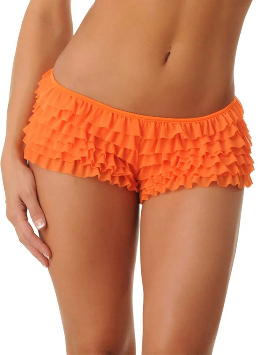 Pantalones Cortos para Mujer con Volantes y Lazo - Ropa Interior Transpirable y Cómoda de Color Sólido