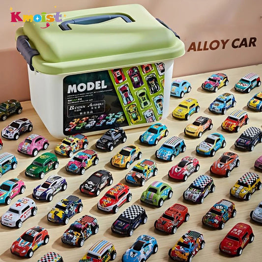 Set de Autos de Aleación con Caja de Almacenamiento – Vehículos de Juguete Deslizantes para Niños